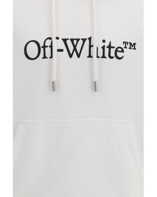 Off-White c/o Virgil Abloh White Big Bookish Skate Hoodie Cotton Sweatshirts for men