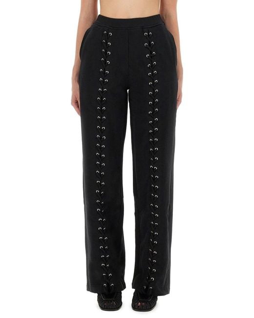 ROTATE BIRGER CHRISTENSEN Black Sports Pants With Laces Cotton (Organic) Trousers