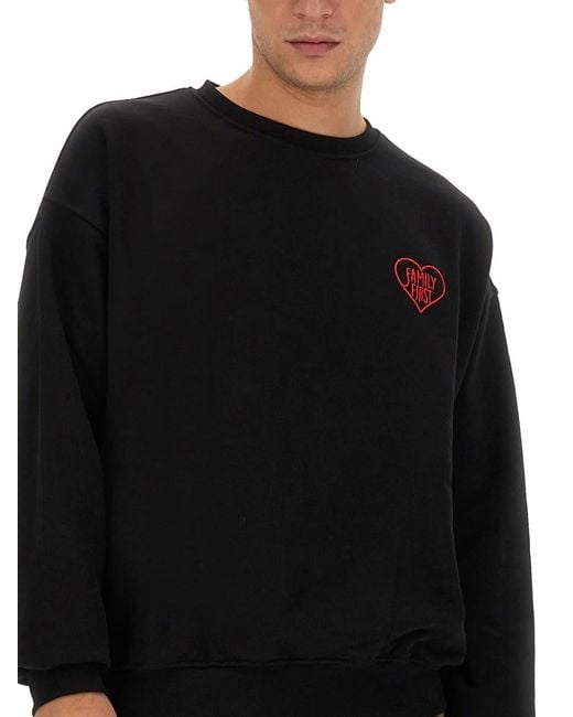 FAMILY FIRST Black Sweatshirt With Logo for men