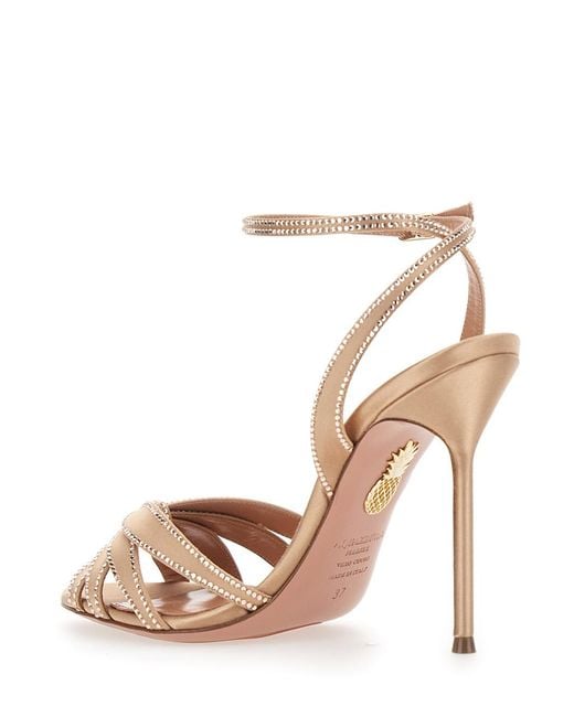Aquazzura Natural Heeled Sandals Soul Mate Crystal Viscose