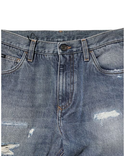 Dolce & Gabbana Blue Distressed Denim Relaxed Fit for men