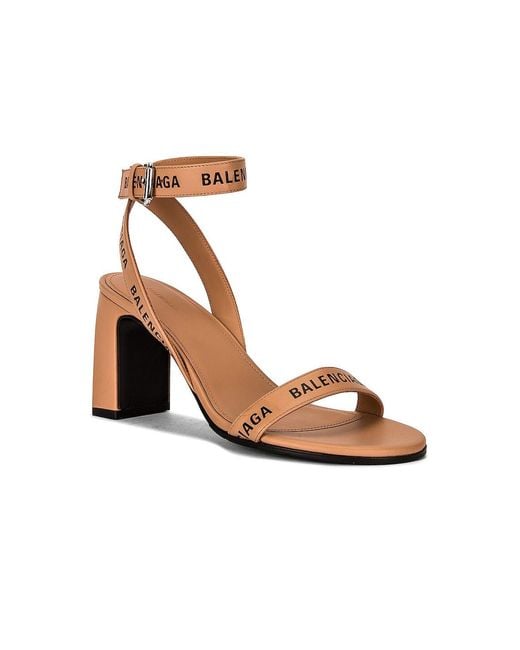 Balenciaga Brown Logo Block Heel Sandal