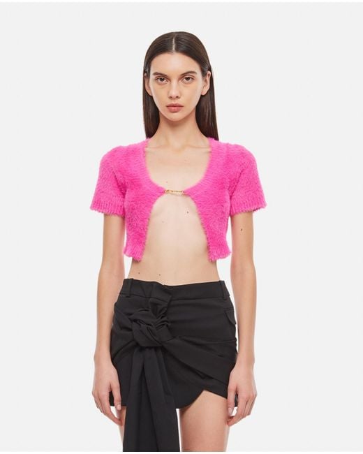 Jacquemus Pink La Maille Neve Short Sleeves Top