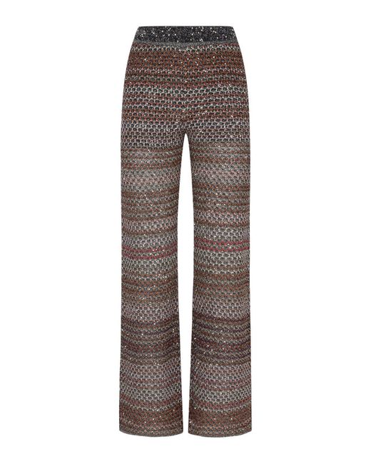 Missoni Gray Sequin Embellished Flared Knitted Trousers
