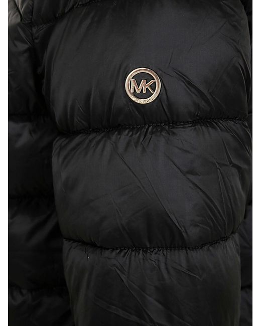 MICHAEL Michael Kors Black Hooded Longline Packable W Corduroy Trim