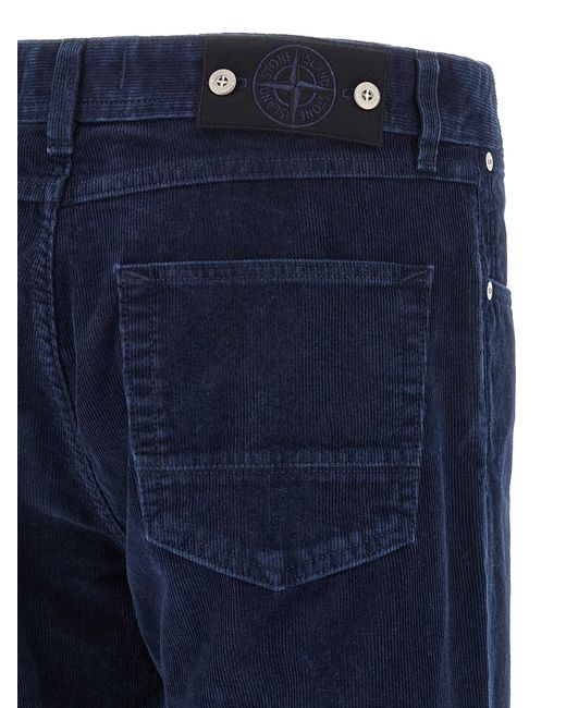 Stone Island Blue Straight Flat Front Pants for men