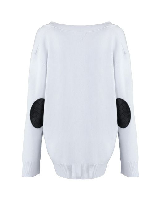 Bottega Veneta White Cashmere Cardigan With Elbow Patches Cardigans