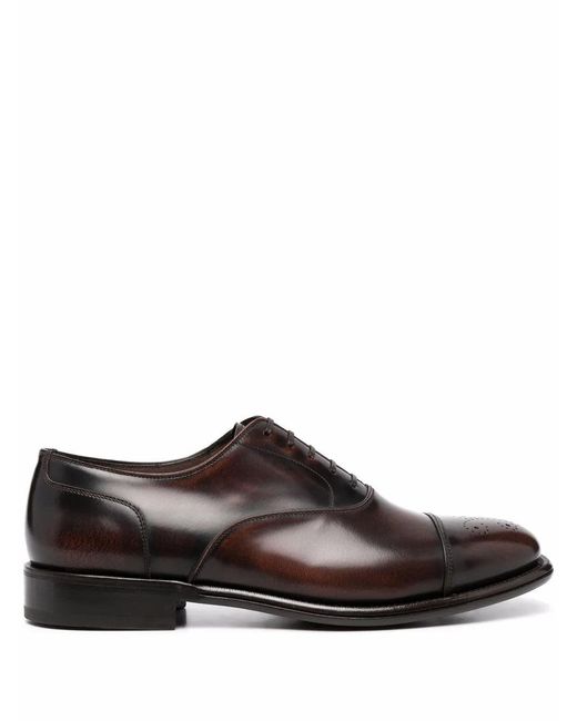 Ferragamo Black Ferragamo Perforated-Design Oxford Shoes for men