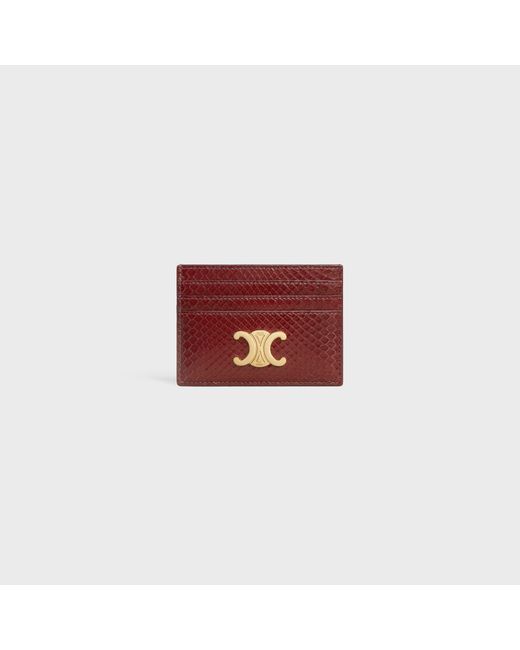 Céline Red Triomphe Python Skin Card Holder