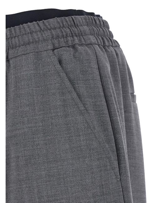 MSGM Gray Pants With Elastic Drawstring Waist for men