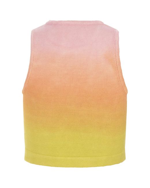 Barrow Yellow Multicoloured Knitted Crop Top With Degradé Effect