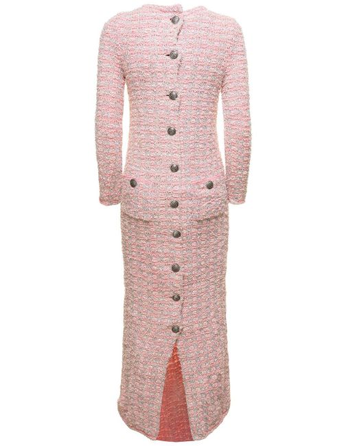 Balenciaga Cotton Pink Tweed Knit Back-to-front Dress Look22