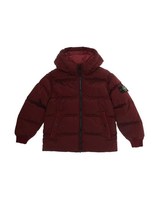 Stone Island Red Short Parka Tech Fabric Padded Jackets for men