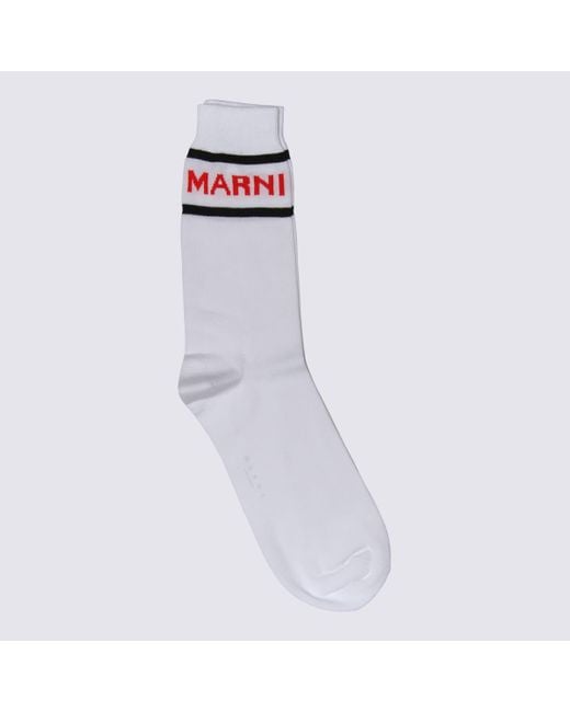 Marni White Cotton Socks for men