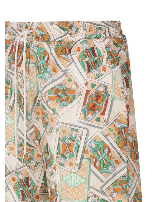 Drole de Monsieur White Jeu De Cartes Linen And Cotton Blend Bermuda Shorts for men