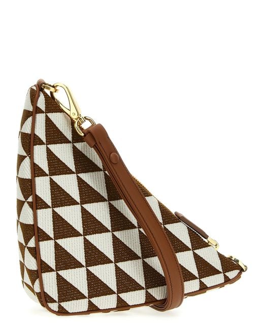 Prada Brown Triangle Symbole Crossbody Bag