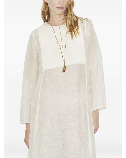 Tory Burch White Linen And Silk Long Kaftan