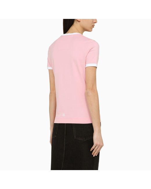 Givenchy Pink/white Crew-neck T-shirt With Logo