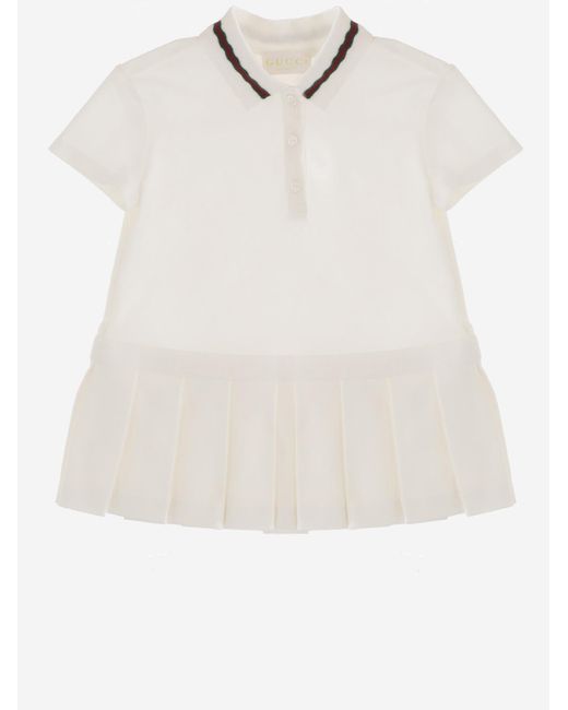 Gucci White Dress With Web Ribbon, Cotton