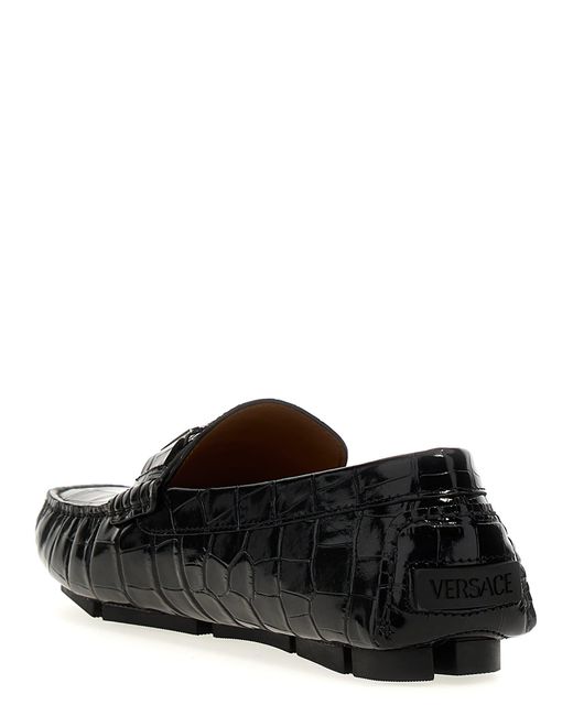 Versace Black Greca Loafers for men