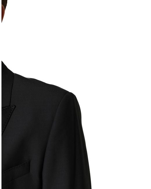 Dolce & Gabbana Black Martini Single Breasted Jacket Blazer Virgin Wool Silk Polyester Clothing for men