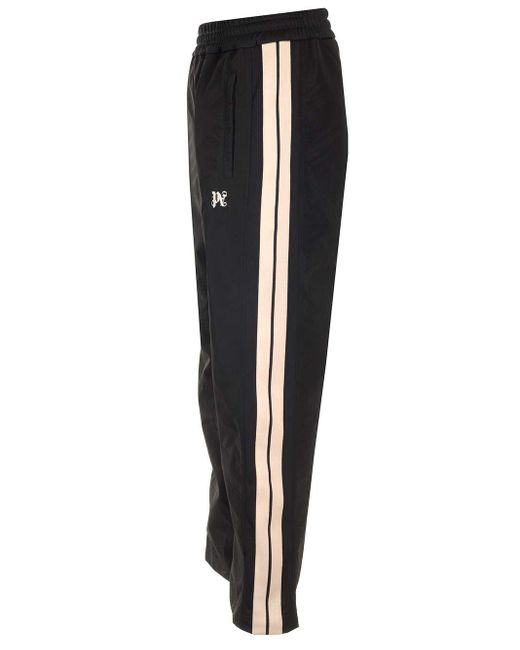Palm Angels Black Nylon Track Pants With Bands for men
