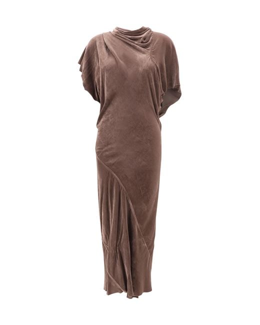 Rick Owens Brown Seb Dress Viscose; Silk