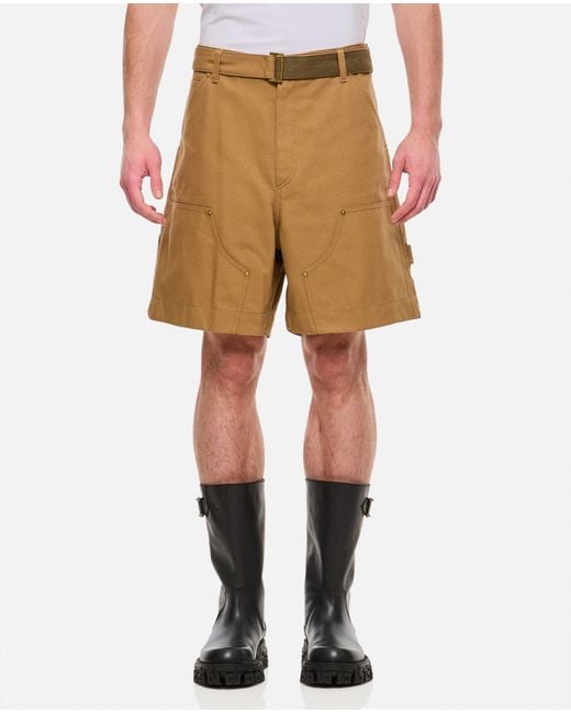 Sacai Natural X Carhartt Wip Cotton Shorts for men