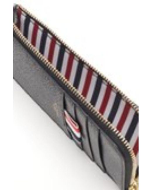 Thom Browne Black Grained Leather Zipped Wallet for men
