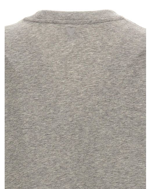 AMI Gray Logo Print T-Shirt for men