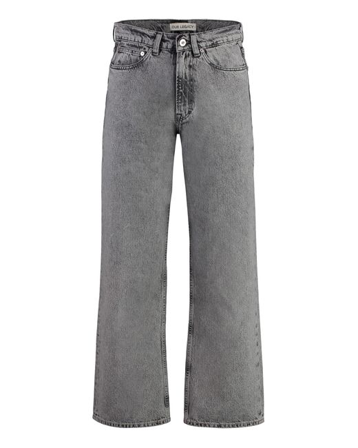 Our Legacy Gray 5-Pocket Straight-Leg Jeans for men