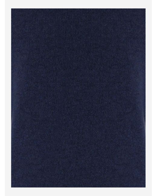 Tagliatore Blue Cashmere Crew-Neck Sweater for men