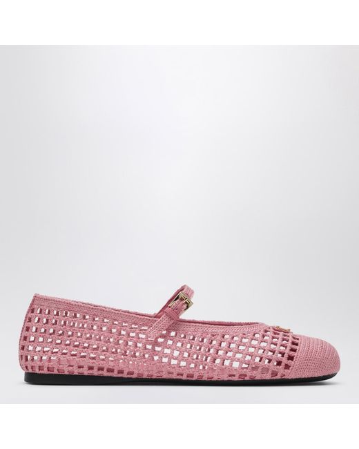 Prada Pink Begoniacolored Crochet Knit Ballet Flats