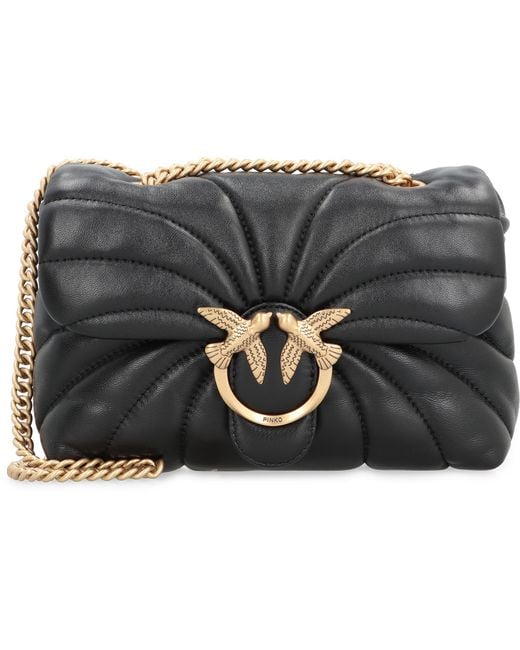 Pinko Gray Mini Crossbody Bag Love Puff Leather Sheep Shoulder