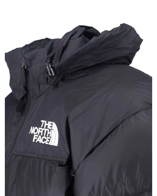 The North Face Blue Quilted Down Jacket With High Collar And Detachable Hood for men