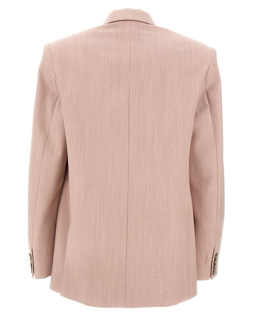 Stella McCartney Natural Double-Breasted Wool Blazer With Peak Lapels