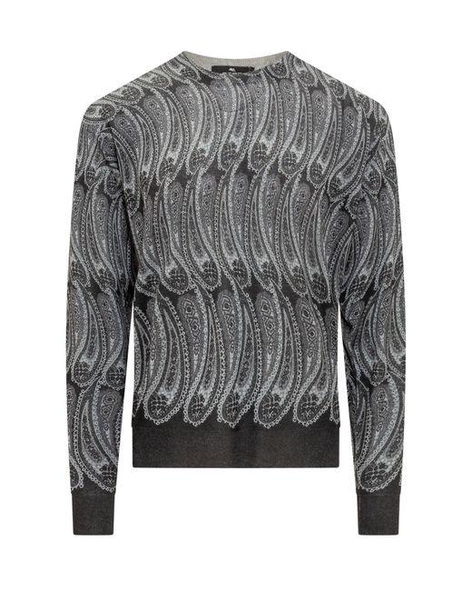 Etro Gray Crew Neck Sweater for men