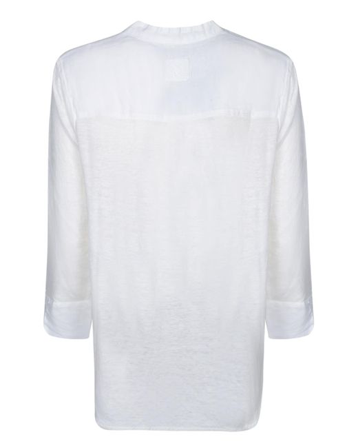 120% Lino White Linen Blouse