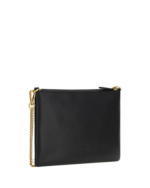 Pinko Black Leather Shoulder Bag Calf Bos Taurus