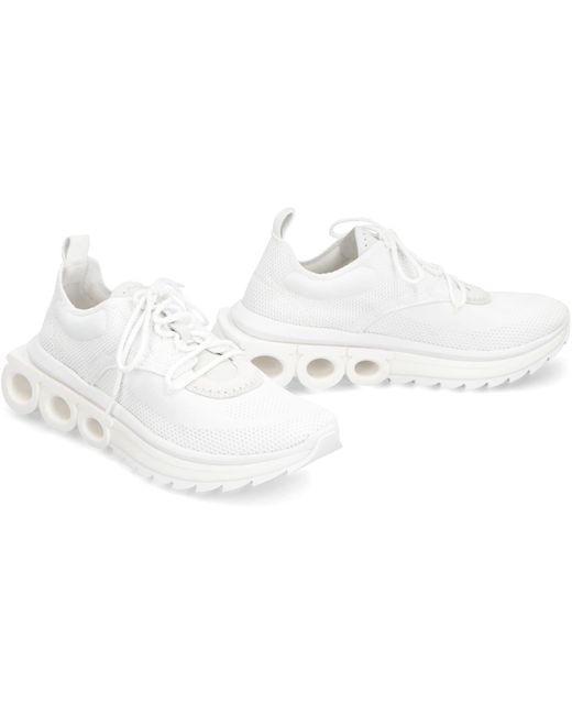 Ferragamo White Fabric Low-Top Sneakers