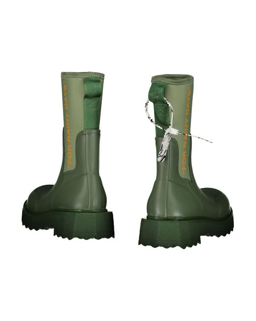 Off-White c/o Virgil Abloh Green Rubber And Neoprene Rain Boots