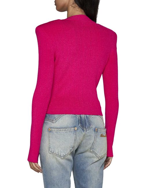 Balmain Pink Knitted Cropped Cardigan