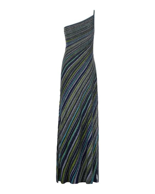 Missoni Green Long Dress With Sequins Viscose