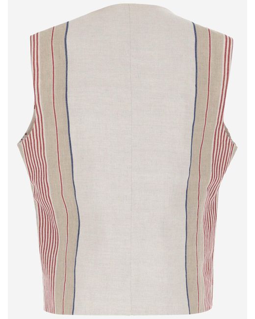 Péro Pink Striped Linen Vest