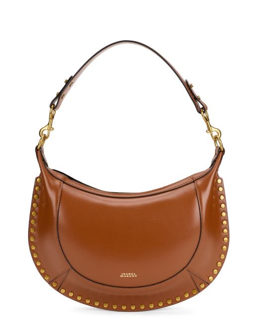 Isabel Marant Brown Shoulder Bag Oskan Moon Brushed Leather Calfskin