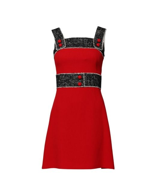 Dolce & Gabbana Wool Sleeveless A-Line Flared Mini Dress
