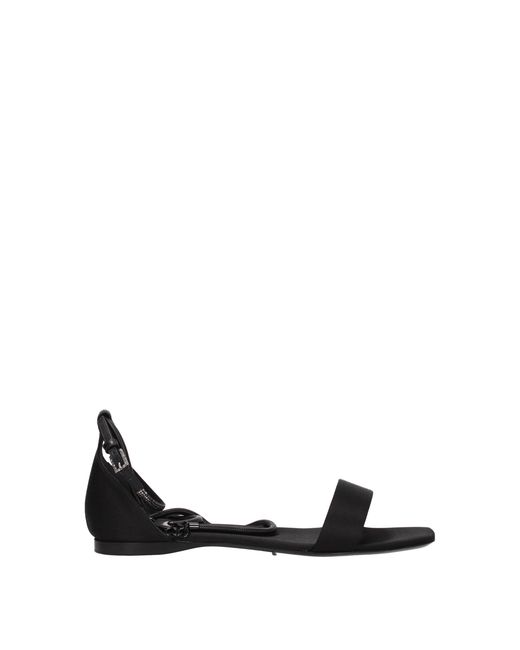 Max Mara Black Satin Flat Sandals