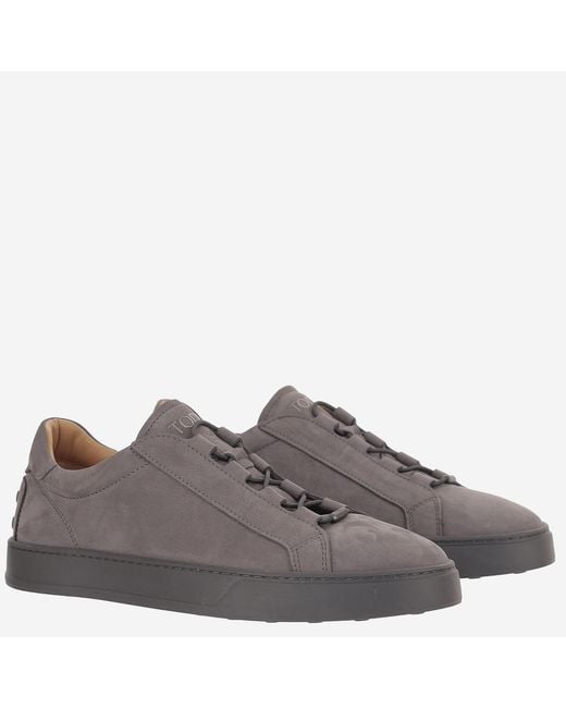Tod's Gray Sneakers Suede Trainers for men
