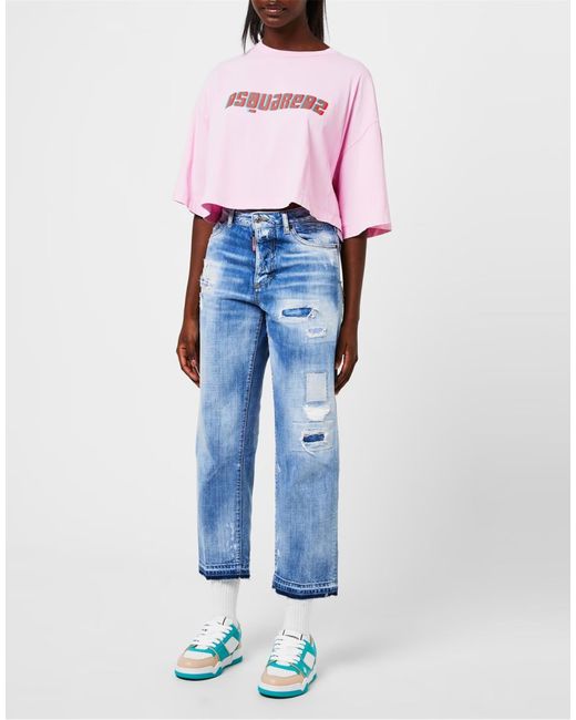 DSquared² Blue Spiker Leaf Logo Sneakers