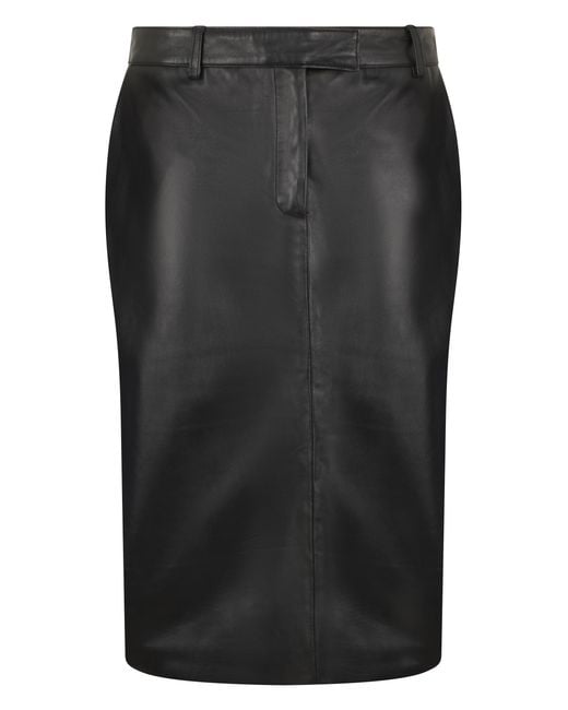GIUSEPPE DI MORABITO Black Leather Midi Skirt Calfskin